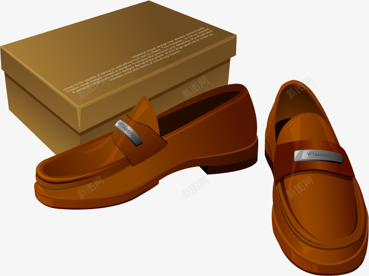 鞋盒和鞋子png免抠素材_新图网 https://ixintu.com 棕色 男士 皮鞋 鞋子 鞋盒
