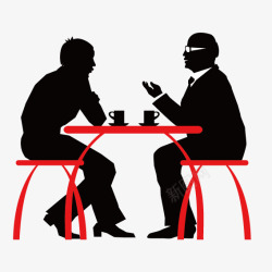 吃饭剪影两个男士吃饭剪影矢量图高清图片