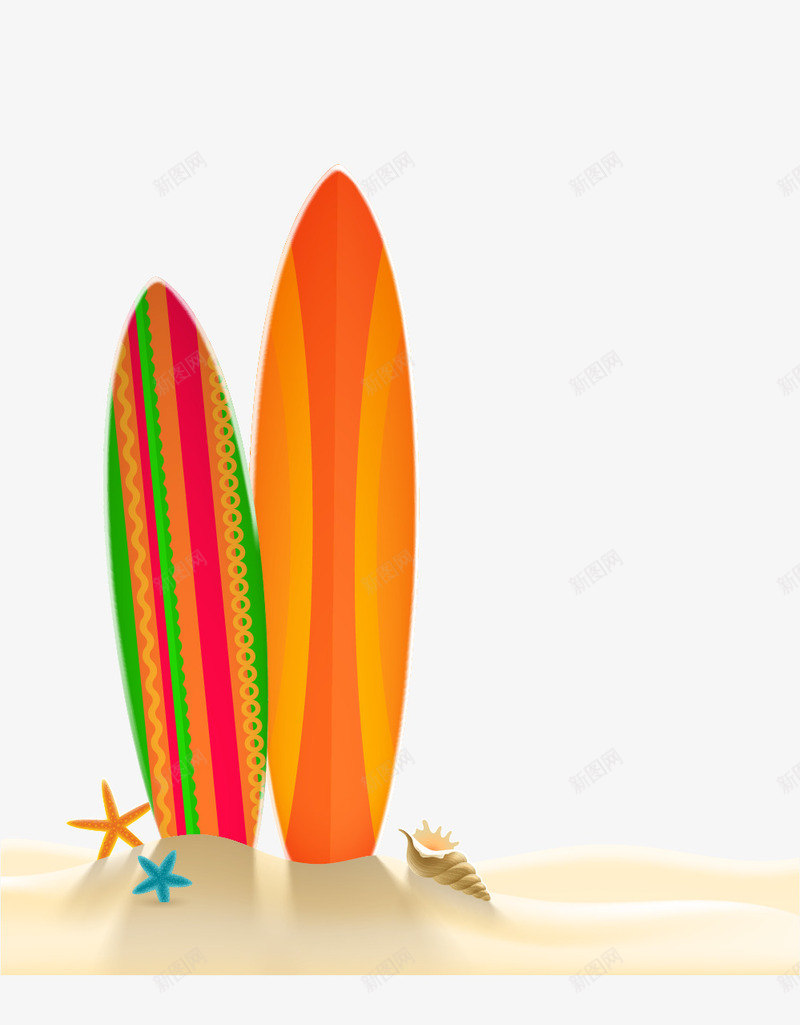 手绘沙滩冲浪板png免抠素材_新图网 https://ixintu.com 休闲 冲浪板 手绘 沙滩