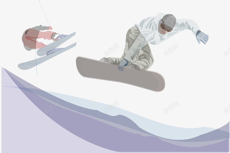 户外滑雪png免抠素材_新图网 https://ixintu.com 卡通 小清新色调 玩乐 运动 野外拓展