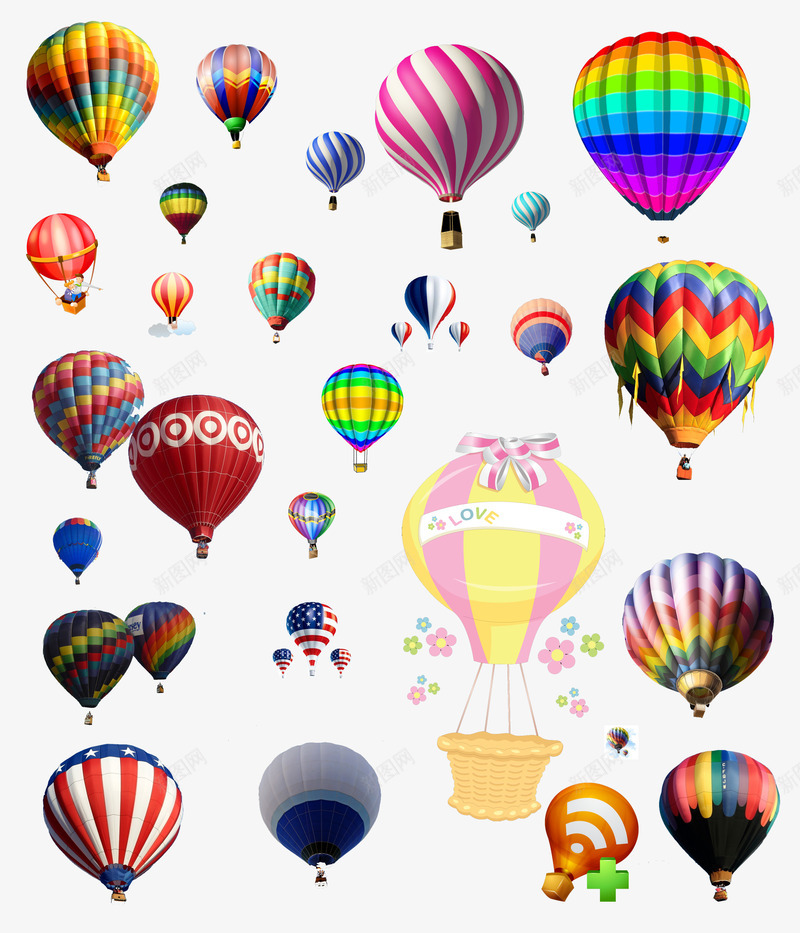 热气球png免抠素材_新图网 https://ixintu.com 中型 大型 小型 热气球 空气球