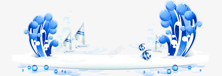 海浪图案创意元素png免抠素材_新图网 https://ixintu.com 夏季元素 帆船 沙滩 海浪 蓝色