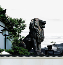 传统石狮子房地产海报元素石狮子高清图片