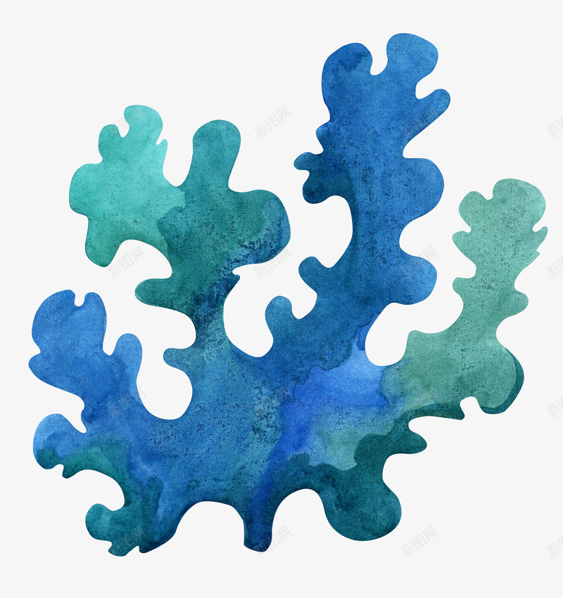 蓝绿色水彩珊瑚礁png免抠素材_新图网 https://ixintu.com 海底世界 海生植物 珊瑚 珊瑚礁 简图 美丽的 装饰