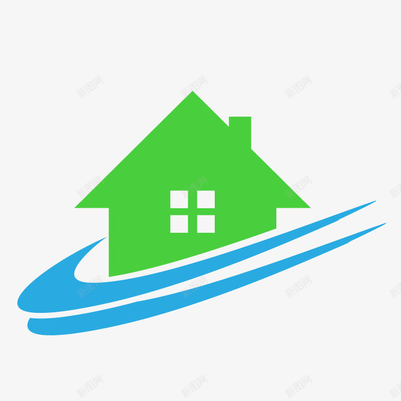 蓝绿色地产logo图标png_新图网 https://ixintu.com 地产logo 地产房屋标签 地产标志