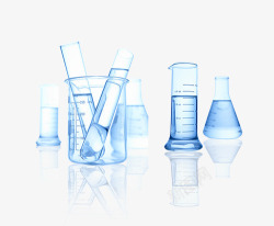 蓝色透明玻璃瓶化学实验器具高清图片