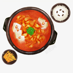 泡菜汤韩国饮食套餐泡菜汤高清图片