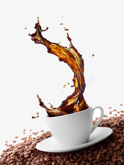 咖啡海报底色咖啡飞溅效果高清图片
