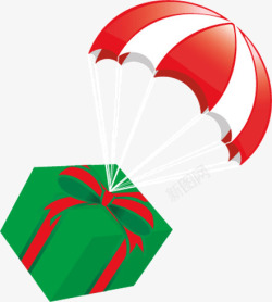 绿降落伞降落伞绿礼盒高清图片
