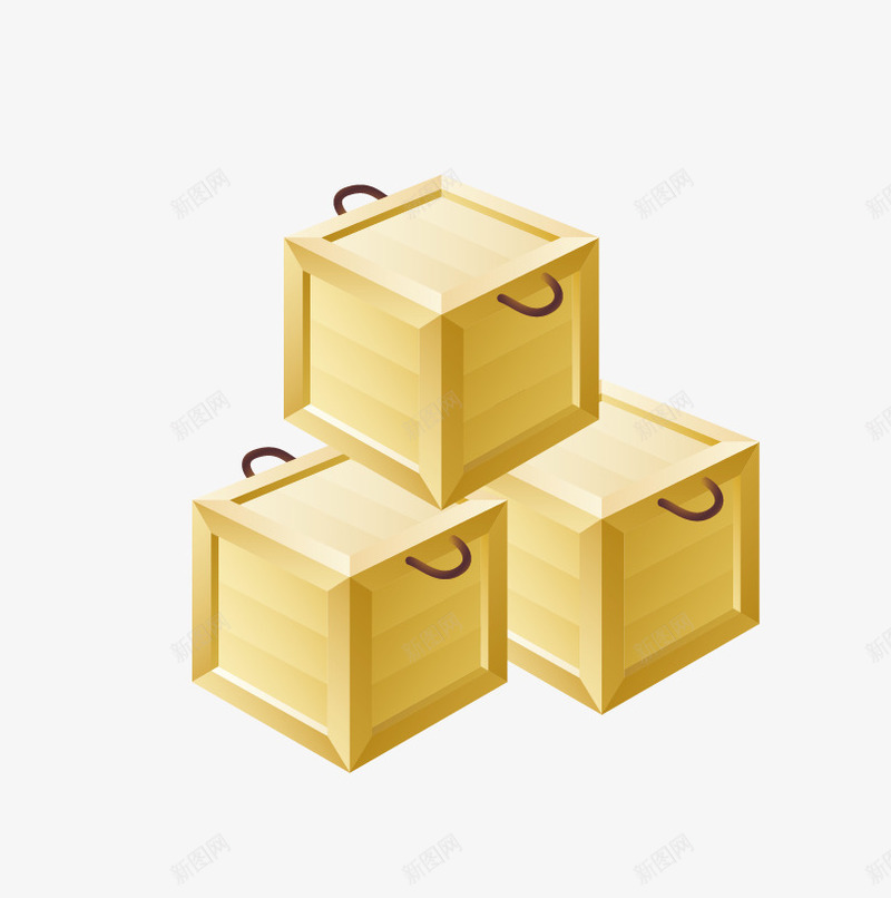 三个重叠的木箱子png免抠素材_新图网 https://ixintu.com 卡通 木箱子 木纹色方形箱子 盒子 矢量箱子 箱子
