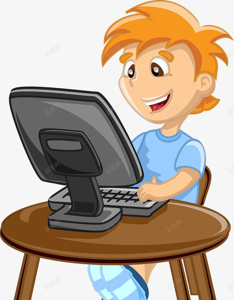 玩电脑png免抠素材_新图网 https://ixintu.com 上学 人物 儿童 六一元素 卡通 学生 小孩 打游戏 玩电脑 玩电脑坐姿 电脑