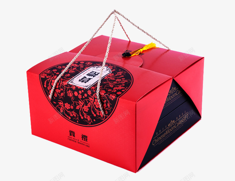 手提式流苏月饼盒png免抠素材_新图网 https://ixintu.com 中秋月饼盒 糕点礼盒 红色盒子