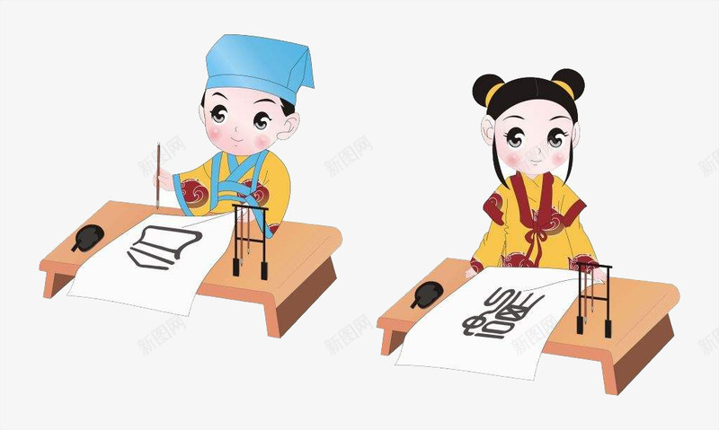 古代儿童学习png免抠素材_新图网 https://ixintu.com 中国古代学堂 古代儿童 可爱 学习 学堂