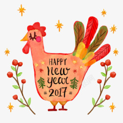 2017新年快乐和抽象鸡素材