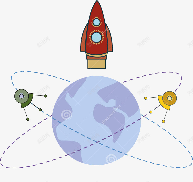 飞出地球的卡通宇宙飞船png免抠素材_新图网 https://ixintu.com 卡通 可爱 地球 飞船