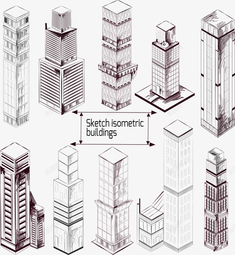 手绘楼房png免抠素材_新图网 https://ixintu.com 地产 城市 城镇 建筑 房子 手绘楼房 都市 高楼