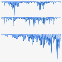 蓝色手绘冰柱素材