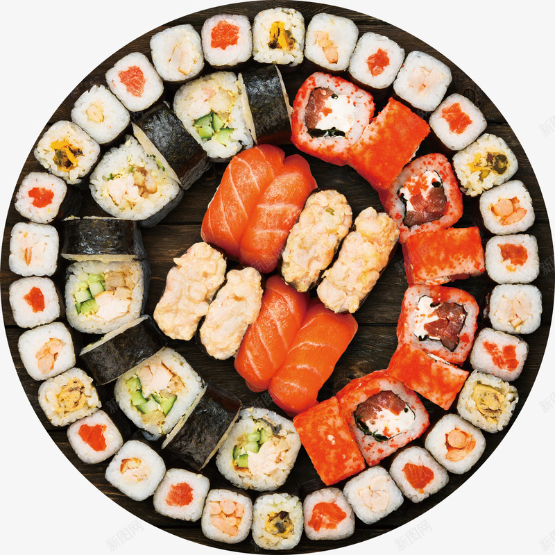 一盘美味的寿司食物png免抠素材_新图网 https://ixintu.com 免抠图 寿司 效果图 日本料理 装饰图 装饰画 食物