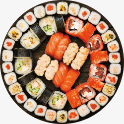 日本寿司挂画一盘美味的寿司食物高清图片