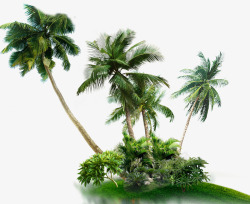 椰树海岛标贴海岛椰树风景高清图片
