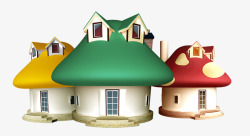 彩色蘑菇房屋素材