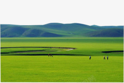 蒙古元素远山草地蒙古草原高清图片