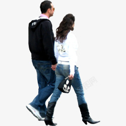 散步情侣情侣散步背影高清图片