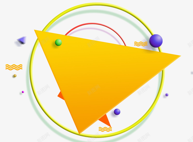 黄色圆环装饰图案png免抠素材_新图网 https://ixintu.com 3D装饰图案 三角 几何 圆环 狂欢 立体 节日 黄色