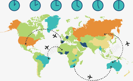 世界地图时间png免抠素材_新图网 https://ixintu.com 世界 世界地图轮廓 卡通 地图 手绘 时间 航空 飞行