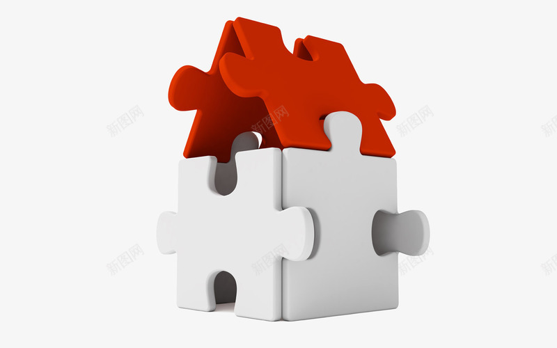 拼图拼成的房子png免抠素材_新图网 https://ixintu.com 创意 房子 拼图 拼成的房子 白色拼图 立体 红色拼图