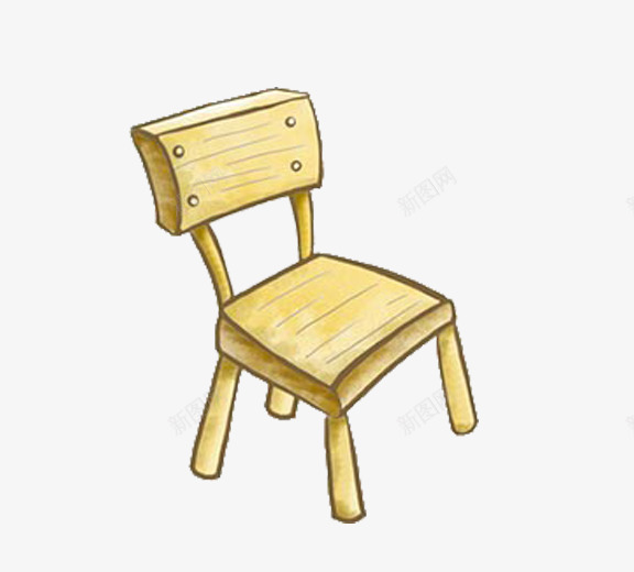 手绘小木椅png免抠素材_新图网 https://ixintu.com 卡通 家具 椅 黄色