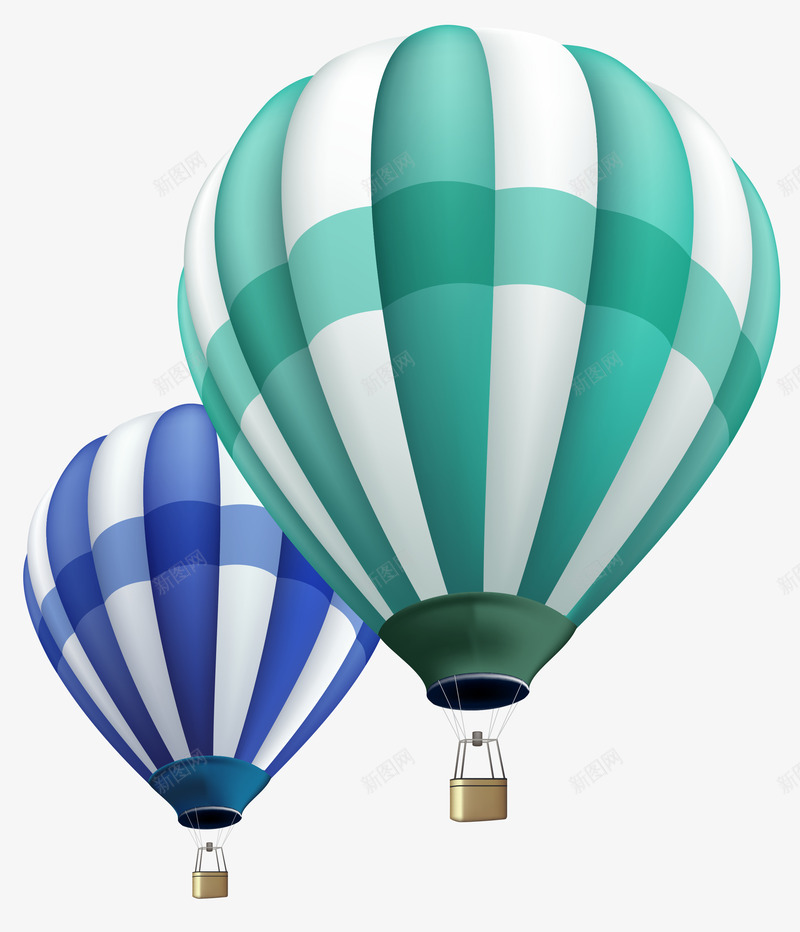 卡通手绘双色升气球png免抠素材_新图网 https://ixintu.com 升气球 热气球 卡通 手绘双色升气球 手绘 白绿色 热气球 蓝白色