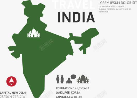 扁平化印度文化元素图标图标