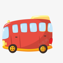 红色大巴车卡通可爱的大巴车矢量图高清图片