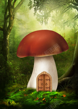 梦幻森林蘑菇屋背景