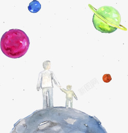 手绘看星球素材