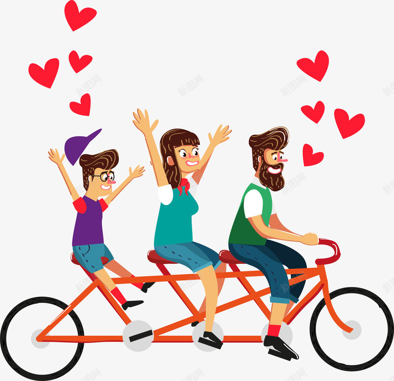 快乐一家人png免抠素材_新图网 https://ixintu.com 一家三口 一家人 一家子 卡通手绘 幸福快乐 爱心 脚踏车 自行车 郊游 骑行者 骑车