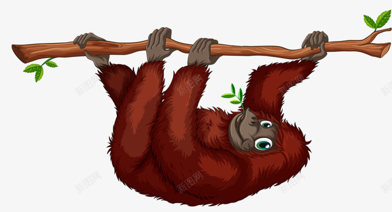 爬树的猴子png免抠素材_新图网 https://ixintu.com 可爱 手绘 棕色 猴子