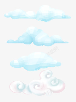 蓝色手绘风海报蓝色云朵手绘卡通海报背景高清图片