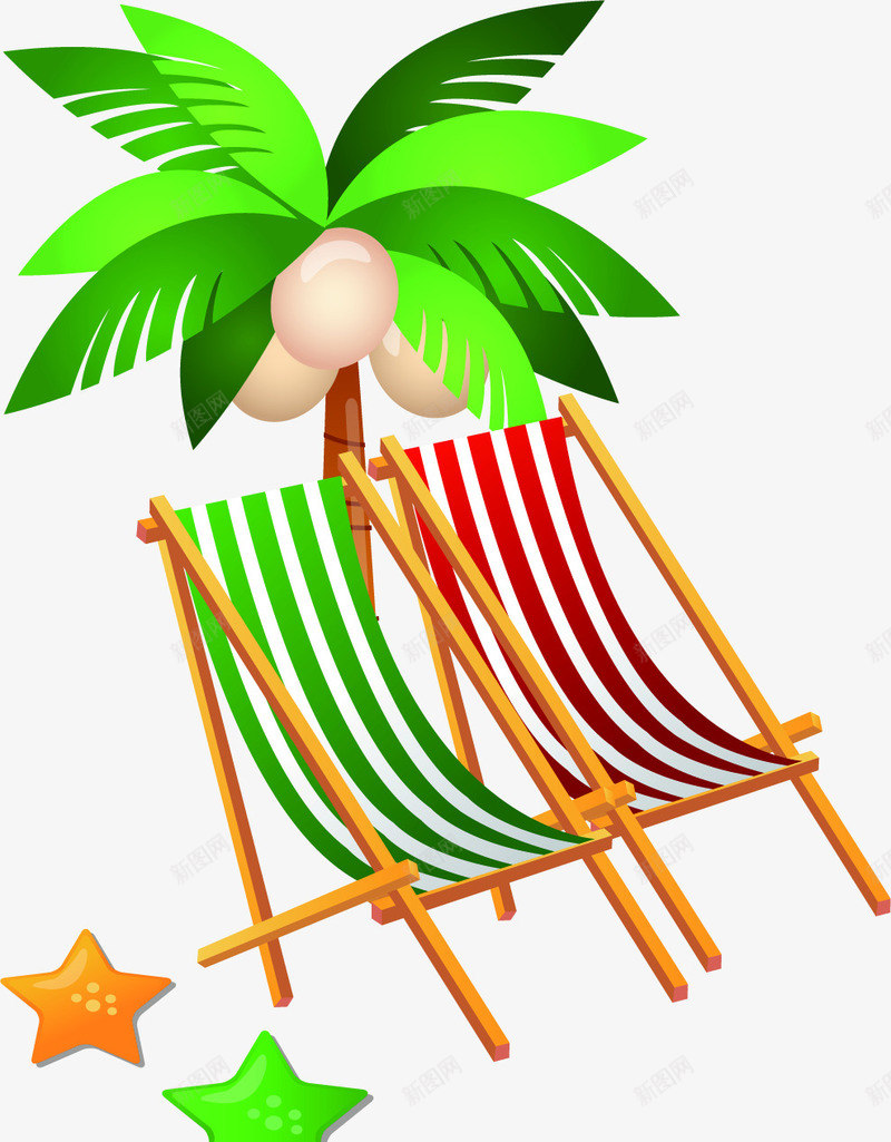 椰子树沙滩椅背景png免抠素材_新图网 https://ixintu.com 椰子树 沙滩椅 背景