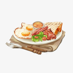 色彩画食物西餐早餐手绘画片高清图片