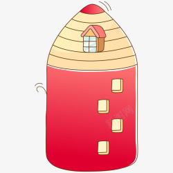 一只红色的创意铅笔小房子素材