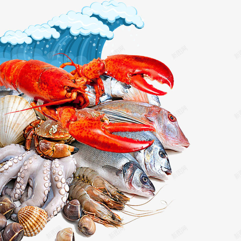 各种海中食品png免抠素材_新图网 https://ixintu.com psd源文件 新鲜美味 海中美味 海水 海浪的味道 海鲜自助