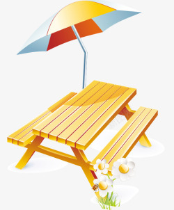 自驾游沙滩桌椅伞素材