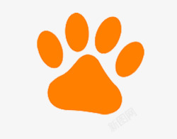 平面猫素材橘色平面手绘猫脚印高清图片