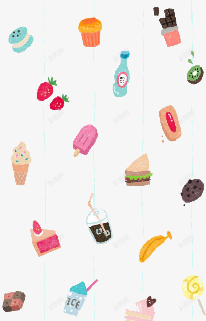 夏日零食png免抠素材_新图网 https://ixintu.com 冰淇淋 卡通 猕猴桃 草莓 蛋糕 雪糕