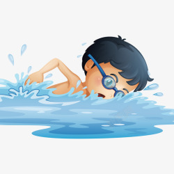 潜水的夏季卡通可爱夏季游泳矢量图高清图片