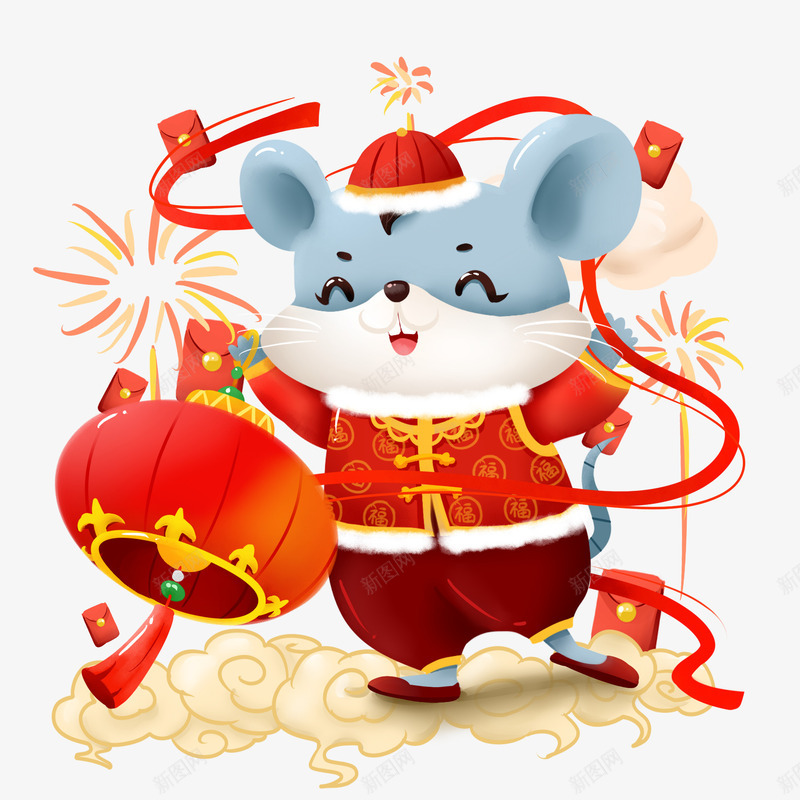 手绘新年喜庆鼠年大吉鞭炮png免抠素材_新图网 https://ixintu.com 手绘 新年喜庆 鞭炮素材 鼠年大吉