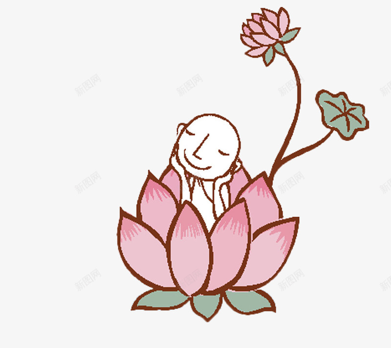com 佛家 卡通造型 小和尚 漫画 莲座 莲花 莲花座 青莲