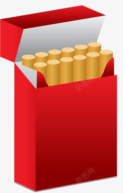 橡胶材质红色包装磨砂材质香烟矢量图海报